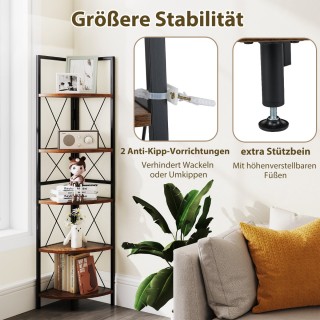 Costway Πολυλειτουργική Γωνιακή Ραφιέρα 5 Επιπέδων με Μεταλλικό Πλα... Costway Πολυλειτουργική Γωνιακή Ραφιέρα 5 Επιπέδων με Μεταλλικό Πλα...