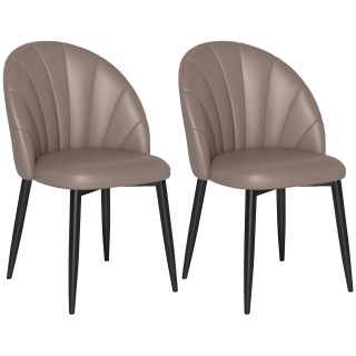 Σετ 2 Καρέκλες Τραπεζαρίας από PU Δέρμα με Μεταλλικά Πόδια και Πλάτ...