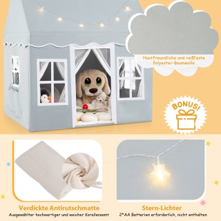 Costway Παιδική Σκηνή με Αστέρια και Παράθυρα - Γκρι TP10475GR