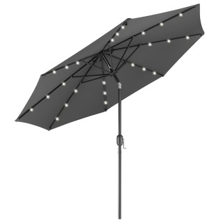 BAKAJI  Ομπρέλα Κήπου 270 εκ. Φώτα LED Γκρι Αντιανεμική Εξωτερική 8...