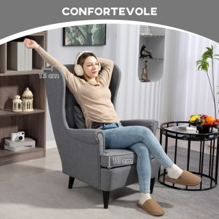 HOMCOM Πολυθρόνα Σαλονιού με Πουφ, 75x83x104 εκ., Γκρι 83B-273V00GY HOMCOM Πολυθρόνα Σαλονιού με Πουφ, 75x83x104 εκ., Γκρι 83B-273V00GY