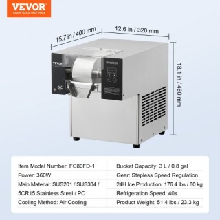 VEVOR Εμπορική Μηχανή Πάγου Snowflake 176LBS/24H Ανοξείδωτη για Πα... VEVOR Εμπορική Μηχανή Πάγου Snowflake 176LBS/24H Ανοξείδωτη για Πα...