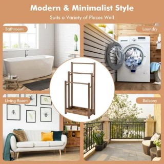 Ξύλινη Κρεμάστρα για Πετσέτες 3 Επιπέδων με Ράφι Αποθήκευσης 45 x 2... Ξύλινη Κρεμάστρα για Πετσέτες 3 Επιπέδων με Ράφι Αποθήκευσης 45 x 2...