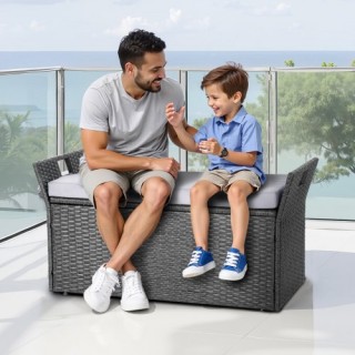 VEVOR Αδιάβροχη Υπαίθρια Αποθηκευτική Καρέκλα από PE Rattan 40 Γαλο...