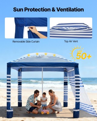 VEVOR Κιόσκι Παραλίας 2.4 x 2.4 μ με Πλευρικό Τείχος και Προστασία ...