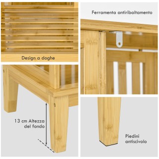 HOMCOM Ανοιχτή Ντουλάπα από Μπαμπού με 2 Συρόμενες Πόρτες Ανοιχτά Ρ...
