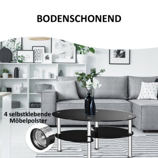 Costway Μοντέρνο Οβάλ Γυάλινο Τραπέζι Τριών Επιπέδων με Ράφια - Μαύ... Costway Μοντέρνο Οβάλ Γυάλινο Τραπέζι Τριών Επιπέδων με Ράφια - Μαύ...