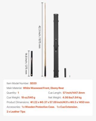 VEVOR Στέκα Μπιλιάρδου με Θήκη και Προέκταση, 9.7mm Δερμάτινο Άκρο,... VEVOR Στέκα Μπιλιάρδου με Θήκη και Προέκταση, 9.7mm Δερμάτινο Άκρο,...