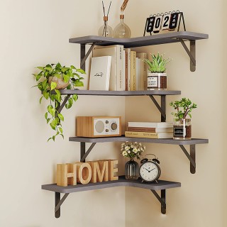 BAKAJI Σετ 4 Γκρι Ξύλινα Ράφια Τοίχου Εξοικονόμησης Χώρου 41x14x29... BAKAJI Σετ 4 Γκρι Ξύλινα Ράφια Τοίχου Εξοικονόμησης Χώρου 41x14x29...