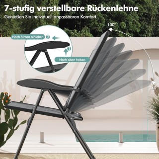 Costway  Σετ 2 Πτυσσόμενες Καρέκλες Μπαλκονιού με Ρυθμιζόμενη Πλάτη...