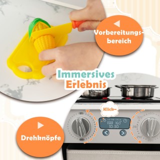 Costway Παιδική Ξύλινη Κουζίνα με Φως, Ήχο και Πλυντήριο TP10161GR