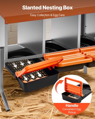 VEVOR Κοτέτσι Αυγοπαραγωγής με 3 Θέσεις και Στήριξη Ποδιών, Εύκολη ...