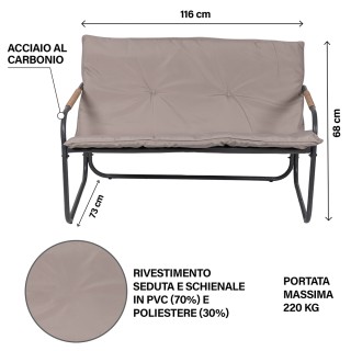 Galileo Σετ κήπου 4 θέσεων από ανθρακούχο ατσάλι, τραπεζάκι με γυάλ...
