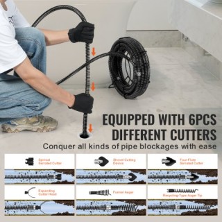 Καλώδιο Καθαρισμού Αποχέτευσης VEVOR 45FTx7/8In & 6 Κόφτες για Σωλή... Καλώδιο Καθαρισμού Αποχέτευσης VEVOR 45FTx7/8In & 6 Κόφτες για Σωλή...