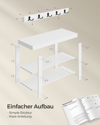 SONGMICS Ξύλινη Παπουτσοθήκη 70x28.7x45.3cm Λευκή LCR004W01 SONGMICS Ξύλινη Παπουτσοθήκη 70x28.7x45.3cm Λευκή LCR004W01