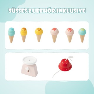 Costway Ξύλινο Παιδικό Καροτσάκι Παγωτού με Αξεσουάρ TP10051RE