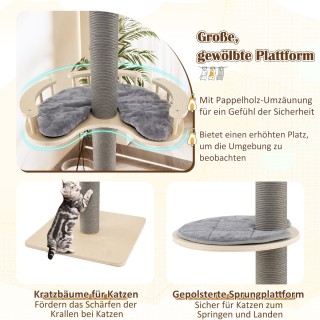 Costway Ρυθμιζόμενο Γκρι Ουρανοξύστης Γάτας 236-271 cm με 5 Επίπεδα...