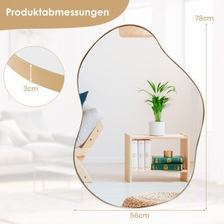 Costway Ασύμμετρος Καθρέφτης Τοίχου με Premium Πλάτη 78 x 56,5 εκ. ...