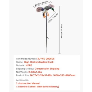 VEVOR Περιστρεφόμενα Ρεαλιστικά Δολώματα Πάπιας για Κυνήγι DTSLYESY...