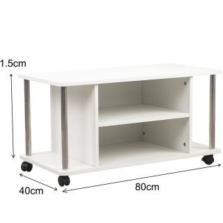 BAKAJI Λευκό Έπιπλο Τηλεόρασης με Ρόδες από MDF 02814568