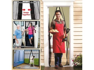 Σίτα Πόρτας με Μαγνήτες 210x100cm &Αυτόματο Κλείσιμο Μαύρο590745130...