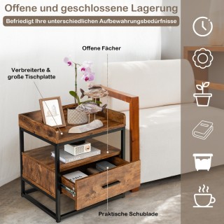 Costway  Τραπεζάκι Σαλονιού με Μεταλλικό Σκελετό & Υπερυψωμένα Προσ...