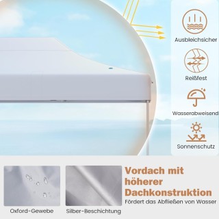 Costway Ρυθμιζόμενο Λευκό Πτυσσόμενο Κιόσκι 3 x 4,5 m με Ρόδες και ... Costway Ρυθμιζόμενο Λευκό Πτυσσόμενο Κιόσκι 3 x 4,5 m με Ρόδες και ...