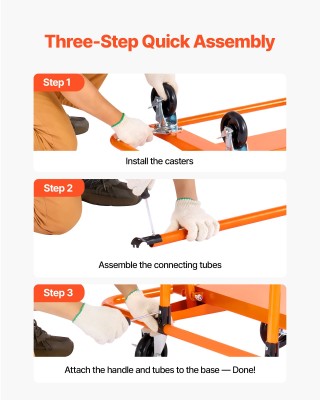 VEVOR Καρότσι Γυψοσανίδας 816kg με Περιστρεφόμενες Ρόδες - Πορτοκαλ...