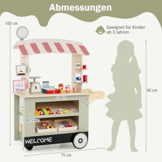 Costway Παιδικό Ξύλινο Τρόλεϊ Τροφίμων με 3 Τροχούς και Ταμειακή Μη... Costway Παιδικό Ξύλινο Τρόλεϊ Τροφίμων με 3 Τροχούς και Ταμειακή Μη...