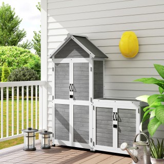 Outsunny Καλύβα Κήπου και Εξωτερική Ντουλάπα με Ανοιγόμενη Στέγη απ...