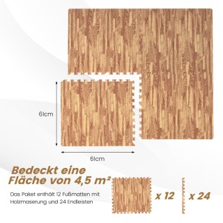 Costway Υψηλής Ποιότητας Αδιάβροχα Πατάκια Δαπέδου με Ξύλινη Υφή -... Costway Υψηλής Ποιότητας Αδιάβροχα Πατάκια Δαπέδου με Ξύλινη Υφή -...