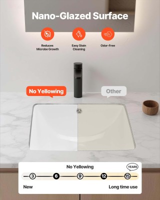 VEVOR Ορθογώνιος Υπόσκαφος Νιπτήρας Μπάνιου 460 x 330 mm με Υπερχεί...