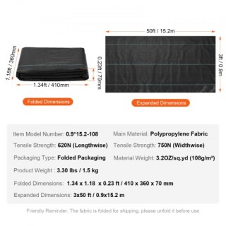 Υφασμάτινο Φράγμα Ζιζανίων VEVOR 3FTx50FT JBXBZ350FT32DIBQKV0 Υφασμάτινο Φράγμα Ζιζανίων VEVOR 3FTx50FT JBXBZ350FT32DIBQKV0