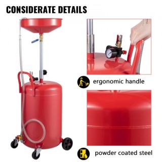 VEVOR Φορητή Δεξαμενή Αποστράγγισης Λαδιού 20 Γαλονιών με Ρυθμιζόμε...