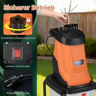 Costway 2800W Ηλεκτρικός Θρυμματιστής με Κάδο 50L Πορτοκαλί GT4497D... Costway 2800W Ηλεκτρικός Θρυμματιστής με Κάδο 50L Πορτοκαλί GT4497D...