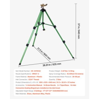 VEVOR Δίποδα Ποτιστικά 2 Τεμάχια Βαρέως Τύπου με Σύνδεσμο G3/4 SJJS...