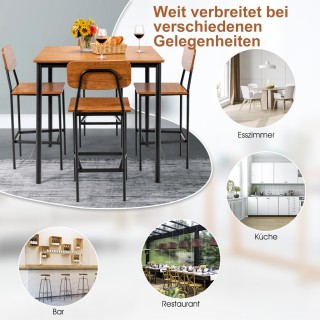 Costway Σετ Τραπεζαρίας 5 Τεμαχίων με Τραπέζι και 4 Σκαμπό Μπαρ Καρ...