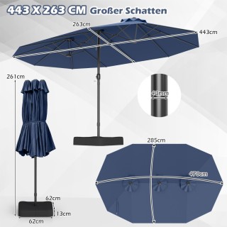 Costway Διπλής Όψης Ομπρέλα Βεράντας με Βάση και Αεραγωγούς για Σκί... Costway Διπλής Όψης Ομπρέλα Βεράντας με Βάση και Αεραγωγούς για Σκί...