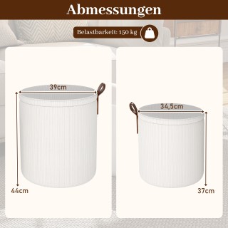 Costway Σετ 2 στρογγυλών σκαμπώ με αποθηκευτικό χώρο και αφαιρούμεν...