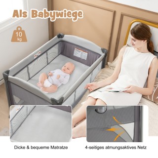 Costway Πολυλειτουργικό Βρεφικό Κρεβάτι 5 σε 1 με Αλλαξιέρα & Κούνι...