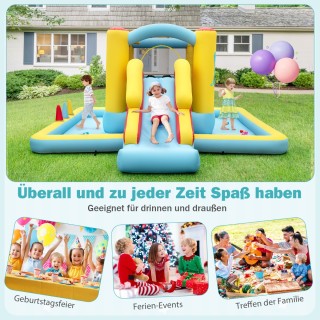 Costway Φουσκωτό Κάστρο Παιχνιδιού 7-σε-1  με Τσουλήθρα, Αναρρίχηση...