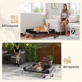 PawHut Υπερυψωμένο Κρεβάτι Σκύλου 110x75x30 εκ. με Μαξιλάρι U, Πολυ...