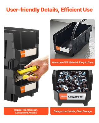 VEVOR Σετ 6 Πλαστικές Στοιβαζόμενες Θήκες Αποθήκευσης για Ντουλάπα,...