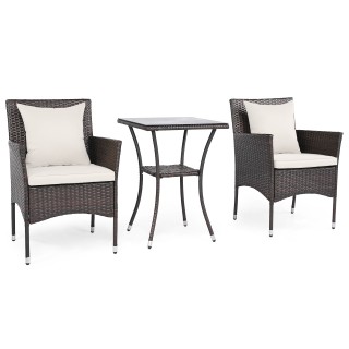 Costway Σετ Επίπλων Κήπου 3 Τεμαχίων με 2 Καρέκλες Ρατάν, Τραπέζι μ... Costway Σετ Επίπλων Κήπου 3 Τεμαχίων με 2 Καρέκλες Ρατάν, Τραπέζι μ...
