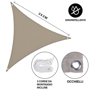 Galileo Αδιάβροχο τριγωνικό πανί σκίασης Vela 3x3 m εκρού Ανατολή 5...