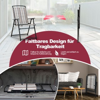 Costway Πτυσσόμενη Καρέκλα Βεράντας με Ελαστική Επιφάνεια και Μεταλ...