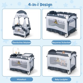 Costway Πολυλειτουργικό 4-σε-1 Βρεφικό Κρεβατάκι με Αποσπώμενη Κουρ...