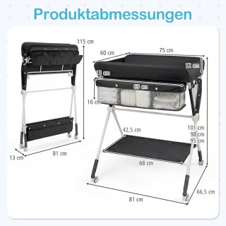 Costway Φορητό πτυσσόμενο αλλαξιέρα με ρυθμιζόμενο ύψος 3 επιπέδων ...