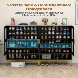 Costway Ξύλινη Παπουτσοθήκη με Συρμάτινες Πόρτες & Ρυθμιζόμενα Ράφι...