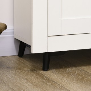 HOMCOM Λευκή Βιτρίνα Μπουφέ από Ξύλο με 2 Συρτάρια και 2 Ντουλάπια,...